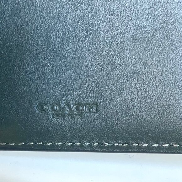 Coach Mens Slim Billfold Wallet Camo Green Signature Canvas